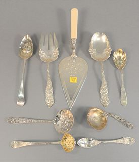 Sterling silver lot of serving spoons and forks, 22 t.oz.