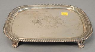 Georgian silver footed tray, marked with 'W.B.' (William Bateman?), 14.6 t.oz.