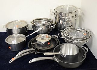 Group of various cookware, to include, saucepans, pots, and colanders, various lids included.