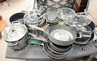 Large lot of pots and pans to include T-Fal, stainless, etc.