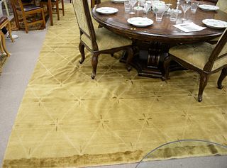 Contemporary openfield, room size, custom tan carpet, wool, silk, and cotton mix, 12' x 18'.