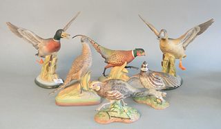 Group of three pairs of Boehm porcelain birds (6 total), titles include: Bob White Quails, Ring-Necked Pheasants, and Mallards, each stamped to the un