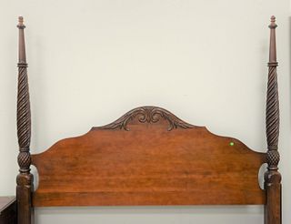 Ethan Allen mahogany four post king sized bed, ht. 86" to include headboard, footboard and side rails (no slats).