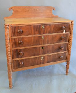 Lombard Sheraton chest of drawers, signed on back of drawer, "Made by Alamson Lombard, Sutton, Mass.", c 1830 ht. 47 1/2", total wd. 42".