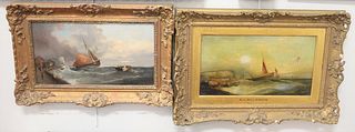 William Henry Williamson (American, 1820-1883) pair of marine paintings, oil on canvas, to include "Marine Ship off the Coast", signed lower left; and