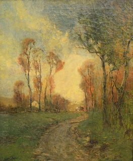 Edward Loyal Field (American, 1856-1914), "Autumnal Country Path", oil on canvas, signed lower left, 30" x 25". Provenance: Skinner Auctioneers and Ap