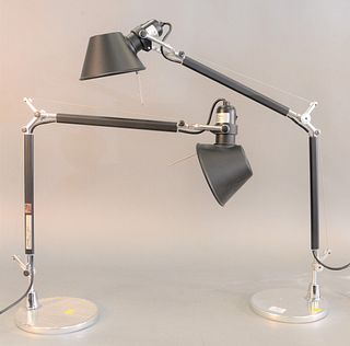 Two Artemide Tolomeo Mini adjustable table lamps, designed by M. de Lucchi and G. Fassina, ht. 41", dia. 7 1/2".