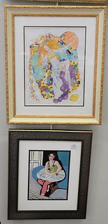 Six piece group to include, two framed pieces, one after Henri Matisse, watercolor, ballerina, sight size 11" x 8"; a Gustav Klimt, watercolor on pa