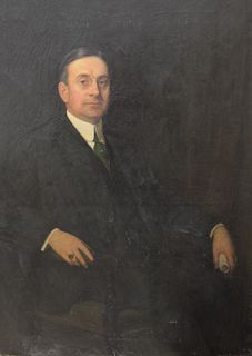 Mark Popkin, oil on canvas, portrait of the father of John P. Richmond from Dongen Hills, Staten Island, New York, signed lower right 'Mark Popkin', 5