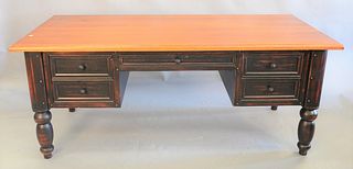 Large two-toned Canadel desk, three drawers, 30 1/2" x 72" x 32".
