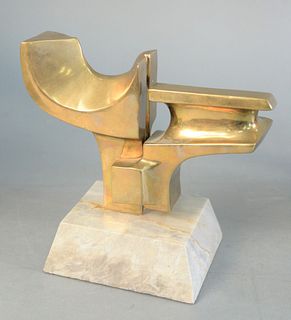 Hattakitkosol Somchai (Thai, 1934-2000), untitled abstract, Mid-century bronze on marble base, signed and numbered '45/1000' on the side, 8" x 7 1/2" 