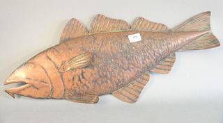 A Connecticut Coppersmith Cod wall sculpture, hammered copper, signed and dated by Rob Bunting, lg. 27". Provenance: The Vincent Family Collection, Fa