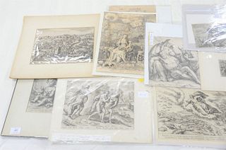 Group of nine engravings after old masters, scenes to include Virgin and Child in a landscape by Aegidius Sadeler"; "The Angel Castigated and Exiled T