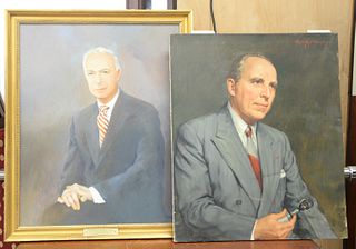Lot of two portraits to include Helen Holt Hawley (American, 19th/20th C.), unidentified doctor, oil on canvas, signed upper right 'Helen Holt Hawley'
