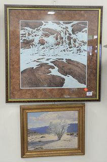 Two Framed Landscapes, Bev Doolittle, "Pintos", 1979, lithograph in colors on paper, pencil signed and numbered 986/1000 lower left; along with "Deser