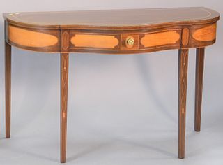 Kindel Winterthur collection mahogany Federal style inlaid console table, ht. 33 1/2", top 25 1/2" x 52 1/2".