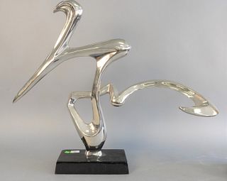 Large Mid-century freeform sculpture, chrome plated, unsigned, 28 1/2" x 32" x 5 1/2".