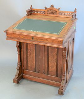 Walnut Davenport desk, leather writing surface, 34" x 24 1/2" x 25 1/4".