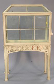 Large terrarium, white painted on stand with square legs, 75" x 46" x 18".