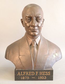 Alexander Finta (Hungarian/American, 1881-1958), bronze bust of Alfred F. Hess (1875-1933), signed and dated '1934' on the front, 23 1/2". Provenance: