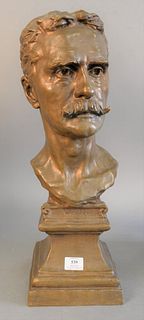 Henry Bonnard (American, 19th/20th Century) bronze bust of Robert Fulton Weir, 1893, signed, titled, and dated on the reverse, ht. 21 1/2". Provenance