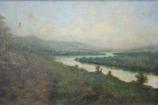 T. Cole (19th Century) River Valley Landscape, oil on canvas, signed 'T. Cole' and dated lower left, 20" x 30". Provenance: The Vincent Family Collect