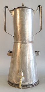 Large tole or tin urn steamer having brass spigot, 33" x 17" x 14". Provenance: From the Marjorie & Howard Drubner Collection, Middlebury, Connecticut