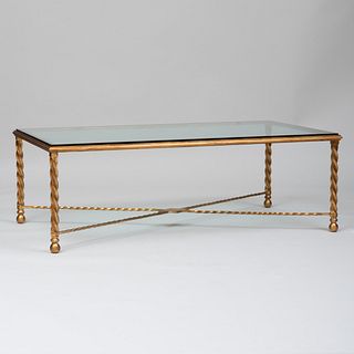 Modern Gilt-Metal and Glass Low Table