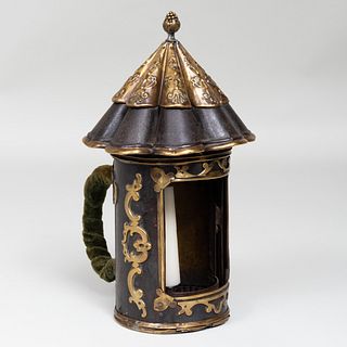 Dutch Brass-Mounted Tin Candle Holder