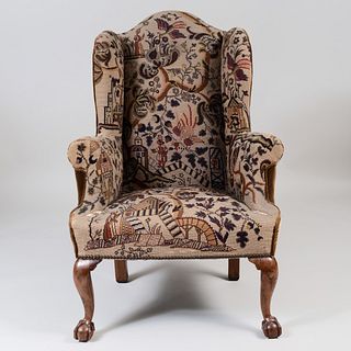 George II Walnut Wing Chair