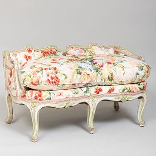 Louis XV Style Painted and Upholstered Bench
