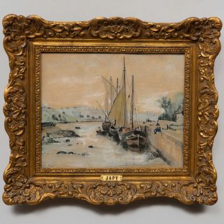 Louis-AimÃ© Japy (1840-1916): Boats Beside an Embankment