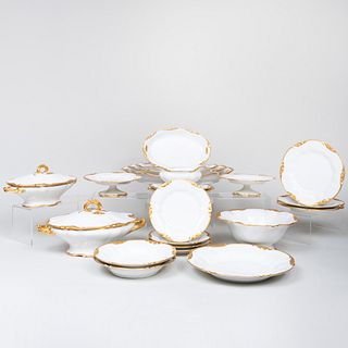 Extensive Gilt-Decorated Limoges Porcelain Dinner Service