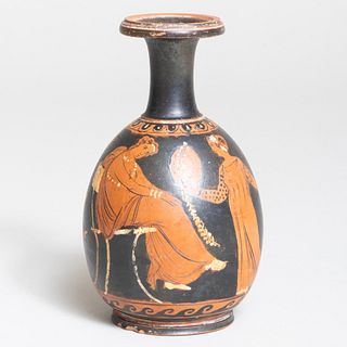 Apulian Style Red-Figure Pottery Bottle