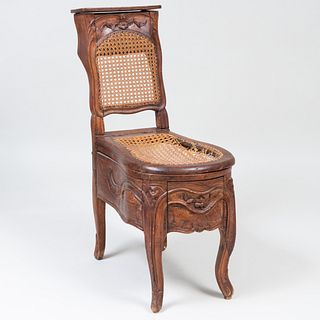 Louis XV Provincial Walnut and Caned Bidet