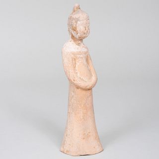 Chinese Tang Style Pottery Standing Figure of a Lady