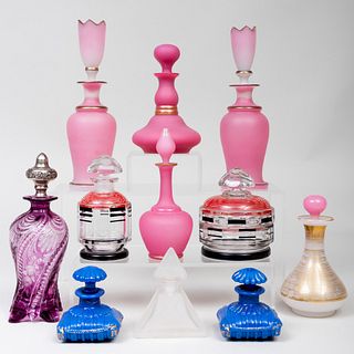 Group of Opaque and Cut-Glass Scent Bottles