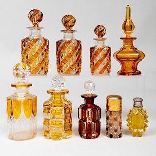 Group of Amber Glass Scent Bottles