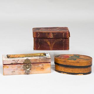 Three Continental Painted Folk Art Boxes