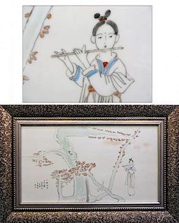 Chinese Framed Porcelain & Enamel Art