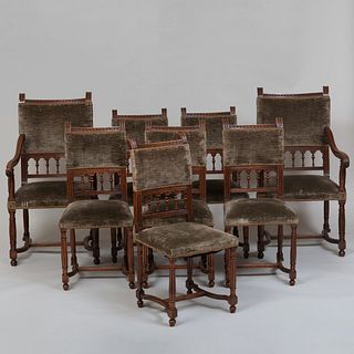 Suite of Eight Victorian Carved Mahogany Dining Chairs