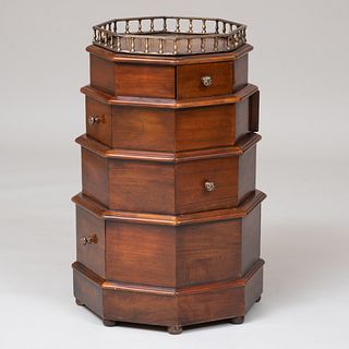 Victorian Style Five-Tier Octagonal-Shaped Mahogany Curio Cabinet, of Recent Manufacture