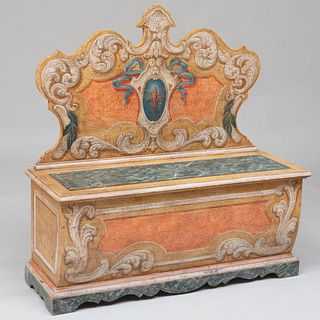 Italian Baroque Style Painted Hall Bench, of Recent Manufacture