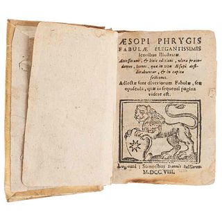 Phrygis, Aesopi. Fabulae Elegantissimis, Iconibus illustratae. Lugduni: Sumptibus Ioannis Iullieron, 1708. 40 grabados 1/4 de página.