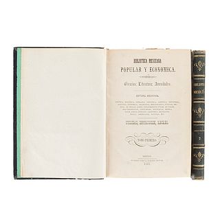 Biblioteca Mexicana Popular y Económica. Ciencias; Literatura; Amenidades... México, 1851 - 1852. Tomos I - II. Seis láminas. Piezas: 2