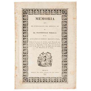 Espinosa de los Monteros, Juan José. Memoria del Despacho de Justicia y Negocios Eclesiásticos. México: 1829.