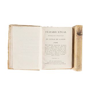 Suárez y Núñez, Miguel Geronimo. Tratado Legal Teórico y Practico de Letras de Cambio. Madrid: Joseph Doblado, 1788. Pzs:2.