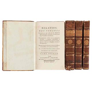 Hawkesworth, John. Relation des Voyages Entrepris par Ordre de sa Majesté Britannique...Lausanne et à Neuchatel, 1774. Tomos I-IV. Pz:4