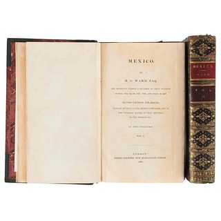 Ward, Henry George. Mexico in 1827. London: Henry Colburn, 1829. Tomos I-II. 7 láminas (1 a color) y dos mapas plegados. Piezas: 2.