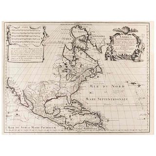 De L'Isle, Guillaume. America Septentrionalis. Augsburg: Ieremiam Wolff, 1710. Mapa grabado, 59 x 45 cm. Versión alemana, rara y escasa